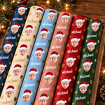 Personalized Christmas Gift Box Snowflake Santa Face Photo Wrapping Paper with Name Christmas Holiday Party Gift for Kids Boys Girls