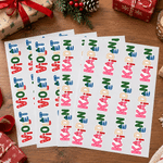 Personalised Christmas Theme Knitting Yarn Style Waterproof Stickers with Name Set of 2 Gift Decoration Christmas Gift for Friends Family