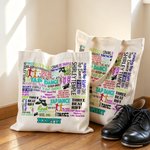 Personalised Colourful Print Tap Dance Word Cloud Large Capacity Canvas Tote Bag with Name Birthday Recital Gift for Tap Dancers Teachers 2