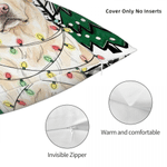 Personalised Christmas-Themed Watercolor Pet Photo Soft Cushion Cover with Name Home Sofa Decor Christmas Gift for Pet Owners