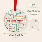 Personalised Family Name Word Cloud Christmas Glass Ornament with Name Home Decor Christmas Gift for Family Friends