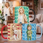 Personalised Watercolor Cartoon Character Photo 11 oz 15 oz Ceramic Mug with Name Birthday Christmas Holiday Gift for Pet Lovers Family Friends