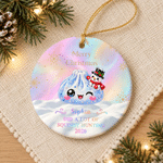 Personalised Merry Christmas Cute Dumpling Ceramic Ornament with Name and Year Home Decor Christmas Gift for Kids Family Friends