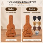 Personalised Engraved Monogram Letter Pattern Wooden Guitar Pick Holder Case with Name  Music Accessories Birthday Gift for Guitar Player