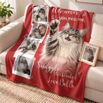 Couverture moelleuse personnalisée multicolore avec 5 photos d'animaux de compagnie, motif « empreintes de pattes » et prénom – Décoration d'intérieur, cadeau commémoratif ou de condoléances pour les  4