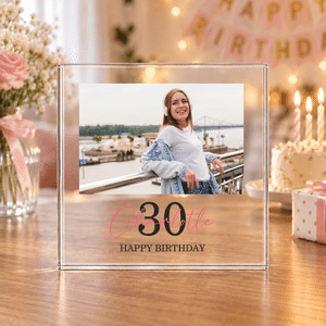 Personalized Milestone Photo Acrylic Plaque with Name Text and Number Home Decor Anniversary Birthday Gift for Besties Couple Pet Owner Family