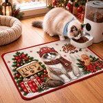 Personalized Cute Christmas Pet Portrait Pet Feeding Mat with Photo Home Decor Christmas Gift for Family Pet Owners