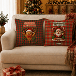 Personalised Cute Penguin Reindeer Plaid Design Soft Cushion Cover with Name Home Decor Christmas Gift for Family