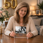 Personalized Milestone Photo Acrylic Plaque with Name Text and Number Home Decor Anniversary Birthday Gift for Besties Couple Pet Owner Family