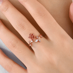 Personlig ring i sterlingsilver med blommotiv och födelsesten – elegant smycke, perfekt som present till familjen, flickvännen eller brudtärnan vid årsdag, födelsedag eller bröllop