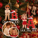 Personalised 3D-Effect Artwork Cartoon Character Photo Initial Acrylic Hanging Ornament with Name Tree Decoration Christmas Gift for Family Kids