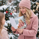 Individuell gestaltete Weihnachts-Fotogrußkarte mit Wasserfarben-Motiv und Text, inklusive Umschlag – Weihnachtsgeschenk für Freunde und Familie