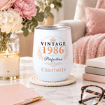 Personalised Vintage Crown Pattern 12 oz Wine Tumbler with Year Age and Name Birthday Party Anniversary Retirement Gift for Women Friends