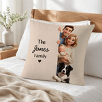 Personalised 3D-Style Visual Effect Cute Cartoon Character Photo Soft Cushion Cover with Text Home Decor Anniversary Gift for Family Friends