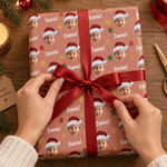 Personalized Christmas Gift Box Snowflake Santa Face Photo Wrapping Paper with Name Christmas Holiday Party Gift for Kids Boys Girls