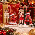 Personalised 3D-Effect Artwork Cartoon Character Photo Initial Acrylic Hanging Ornament with Name Tree Decoration Christmas Gift for Family Kids