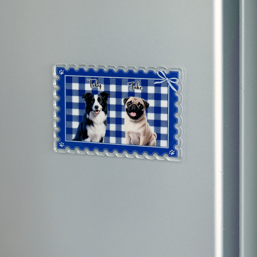 Personalised Stamp Shape 1-3 Cartoon Pet Photos Acrylic Magnetic Fridge Magnet with Names Home Decoration Birthday Gift for Pet Owners Lovers 3