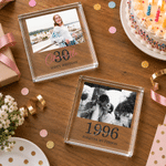 Personalized Milestone Photo Acrylic Plaque with Name Text and Number Home Decor Anniversary Birthday Gift for Besties Couple Pet Owner Family