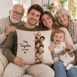 Personalised 3D-Style Visual Effect Cute Cartoon Character Photo Soft Cushion Cover with Text Home Decor Anniversary Gift for Family Friends