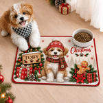 Personalized Cute Christmas Pet Portrait Pet Feeding Mat with Photo Home Decor Christmas Gift for Family Pet Owners