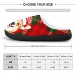 Personalised Christmas Lights Santa Hat Pet Photo Classic Plaid Anti-Slip Plush Slippers with Name Christmas Gift for Family Pet Lovers