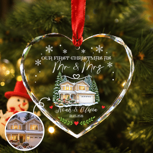 Personalized Our First Christmas Snow House Acrylic Glass Ornament with Names and Date Tree Decor 1st Christmas Gift for Newlyweds Couples