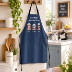 Delantal de cocina ajustable y personalizado con foto de un personaje de dibujos animados multicolor, con frase, nombre y bolsillo; ideal como regalo de cumpleaños para una barbacoa al aire libre para 2