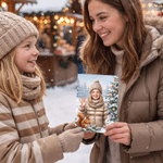 Individuell gestaltete Weihnachts-Fotogrußkarte mit Wasserfarben-Motiv und Text, inklusive Umschlag – Weihnachtsgeschenk für Freunde und Familie