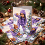 Individuell gestaltete Weihnachts-Fotogrußkarte mit Wasserfarben-Motiv und Text, inklusive Umschlag – Weihnachtsgeschenk für Freunde und Familie