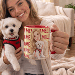 Personalised Watercolor Cartoon Character Photo 11 oz 15 oz Ceramic Mug with Name Birthday Christmas Holiday Gift for Pet Lovers Family Friends