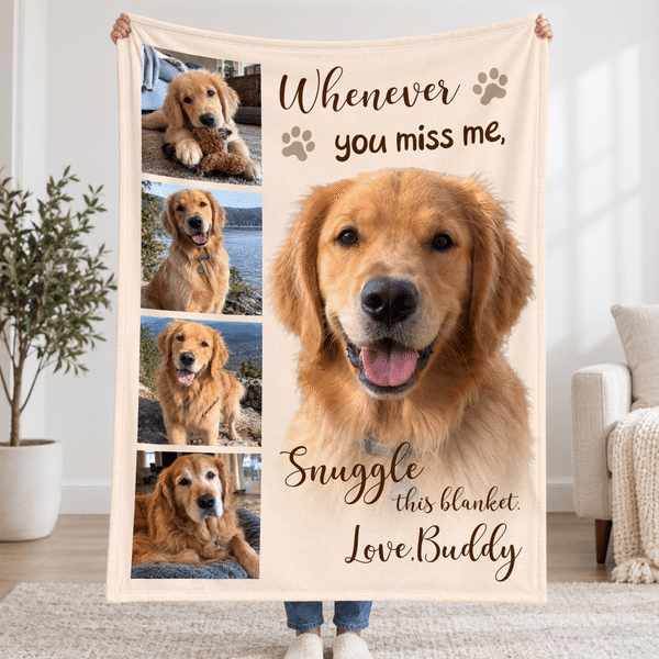 Personalised Multicolour 5 Pet Photos Paw Print Soft Throw Blanket with Name Home Decor Memorial Sympathy Gift for Pet Lovers