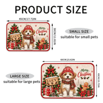 Personalized Cute Christmas Pet Portrait Pet Feeding Mat with Photo Home Decor Christmas Gift for Family Pet Owners