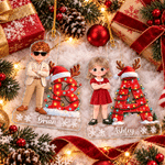 Personalised 3D-Effect Artwork Cartoon Character Photo Initial Acrylic Hanging Ornament with Name Tree Decoration Christmas Gift for Family Kids