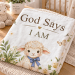 Personalised Lily Lamb Christian Blessing Quotes Soft Warm Throw Blanket with Name and Date Room Decor Baby Shower Baptism Gift for Kid Newborn