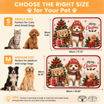 Personalized Cute Christmas Pet Portrait Pet Feeding Mat with Photo Home Decor Christmas Gift for Family Pet Owners