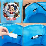 Personalized 3D-Effect Artwork Cartoon Santa Claus Photo Snowball LED Light Bucket Bag with Name Christmas Party Gift for Kids