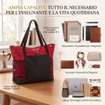 Borsa tote capiente e pratica personalizzata con nome e personaggio animato, con tasca a rete - Regalo speciale di ritorno a scuola per insegnanti