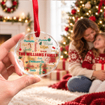 Personalised Family Name Word Cloud Christmas Glass Ornament with Name Home Decor Christmas Gift for Family Friends