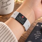 Plaque d'identification médicale personnalisée sur le thème de la santé, avec texte gravé et coordonnées d'urgence – Cadeau pour les patients atteints de cancer, de diabète ou d'allergies 6