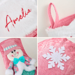Personalized Cute Snowman Santa Claus Reindeer Embroidered Christmas Stocking with Name Home Decor Christmas Gift for Kids Family