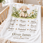Personalised Lily Lamb Christian Blessing Quotes Soft Warm Throw Blanket with Name and Date Room Decor Baby Shower Baptism Gift for Kid Newborn