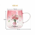 Taza personalizada de vidrio con mariposa flor de nacimiento corazón 3D y nombre regalo de cumpleaños y Día de la Madre para mujeres 11