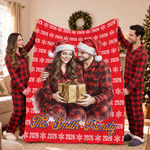 Manta suave personalizada con foto de dibujos animados navideños, texto y año; decoración para el hogar y regalo de Navidad para la familia o la pareja 1