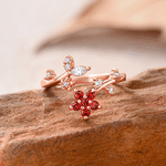 Personlig ring i sterlingsilver med blommotiv och födelsesten – elegant smycke, perfekt som present till familjen, flickvännen eller brudtärnan vid årsdag, födelsedag eller bröllop