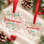 Personalised Family Name Word Cloud Christmas Glass Ornament with Name Home Decor Christmas Gift for Family Friends
