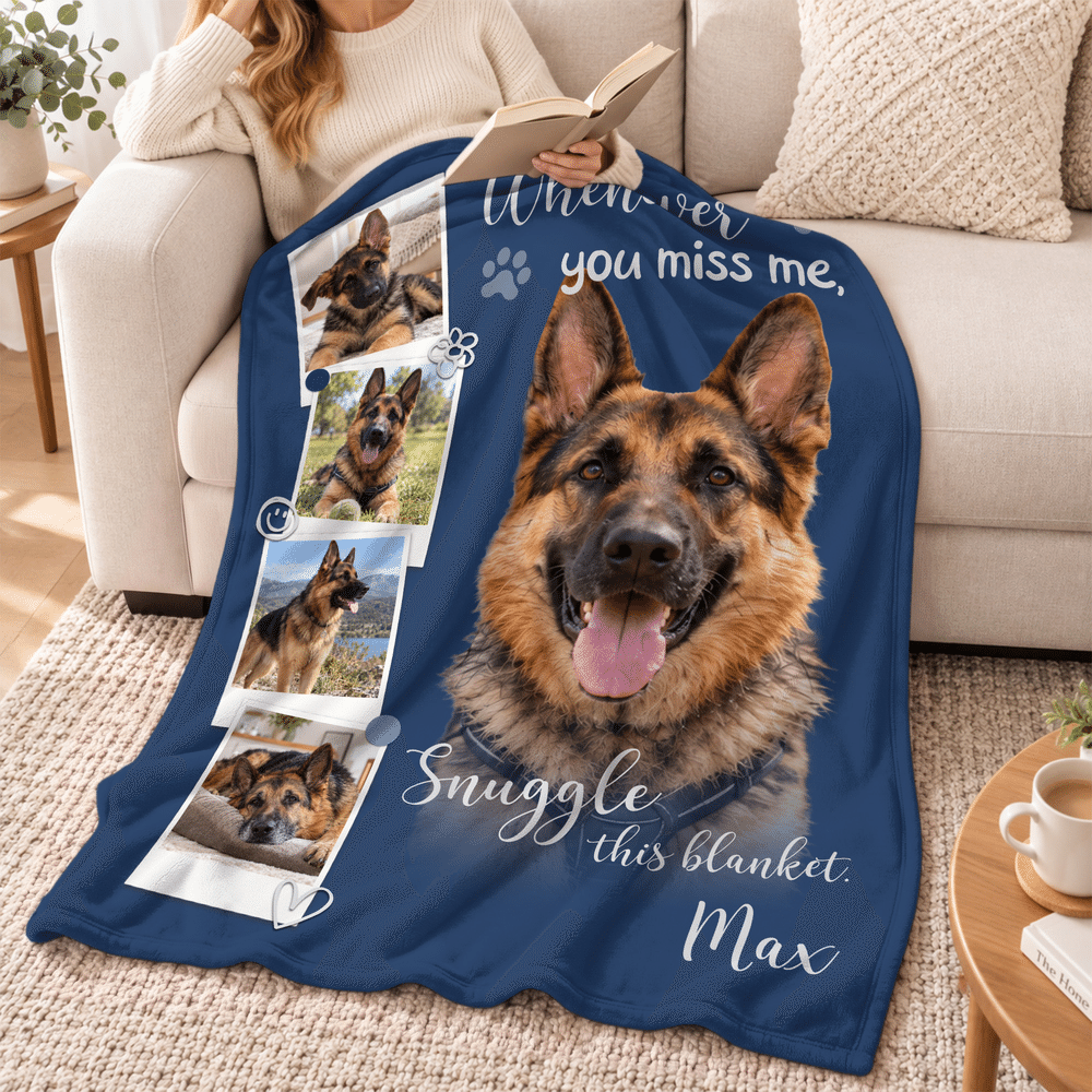Couverture moelleuse personnalisée multicolore avec 5 photos d'animaux de compagnie, motif « empreintes de pattes » et prénom – Décoration d'intérieur, cadeau commémoratif ou de condoléances pour les  2