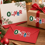 Personalised Christmas Theme Knitting Yarn Style Waterproof Stickers with Name Set of 2 Gift Decoration Christmas Gift for Friends Family