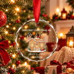 Personalized Our First Christmas Gingerbread House Photo Acrylic Glass Ornament with Name and Date Tree Decoration Christmas Gift for Family