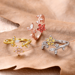 Personlig ring i sterlingsilver med blommotiv och födelsesten – elegant smycke, perfekt som present till familjen, flickvännen eller brudtärnan vid årsdag, födelsedag eller bröllop