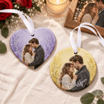 Personalized Oil Painting Style Photo Ceramic Ornament with Name Home Decor Anniversary Gift for Couple